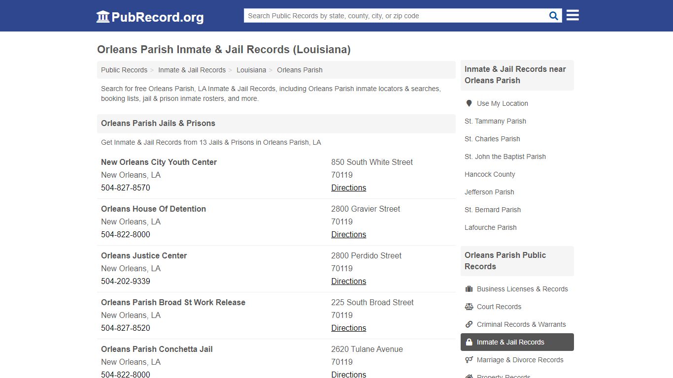 Orleans Parish Inmate & Jail Records (Louisiana)